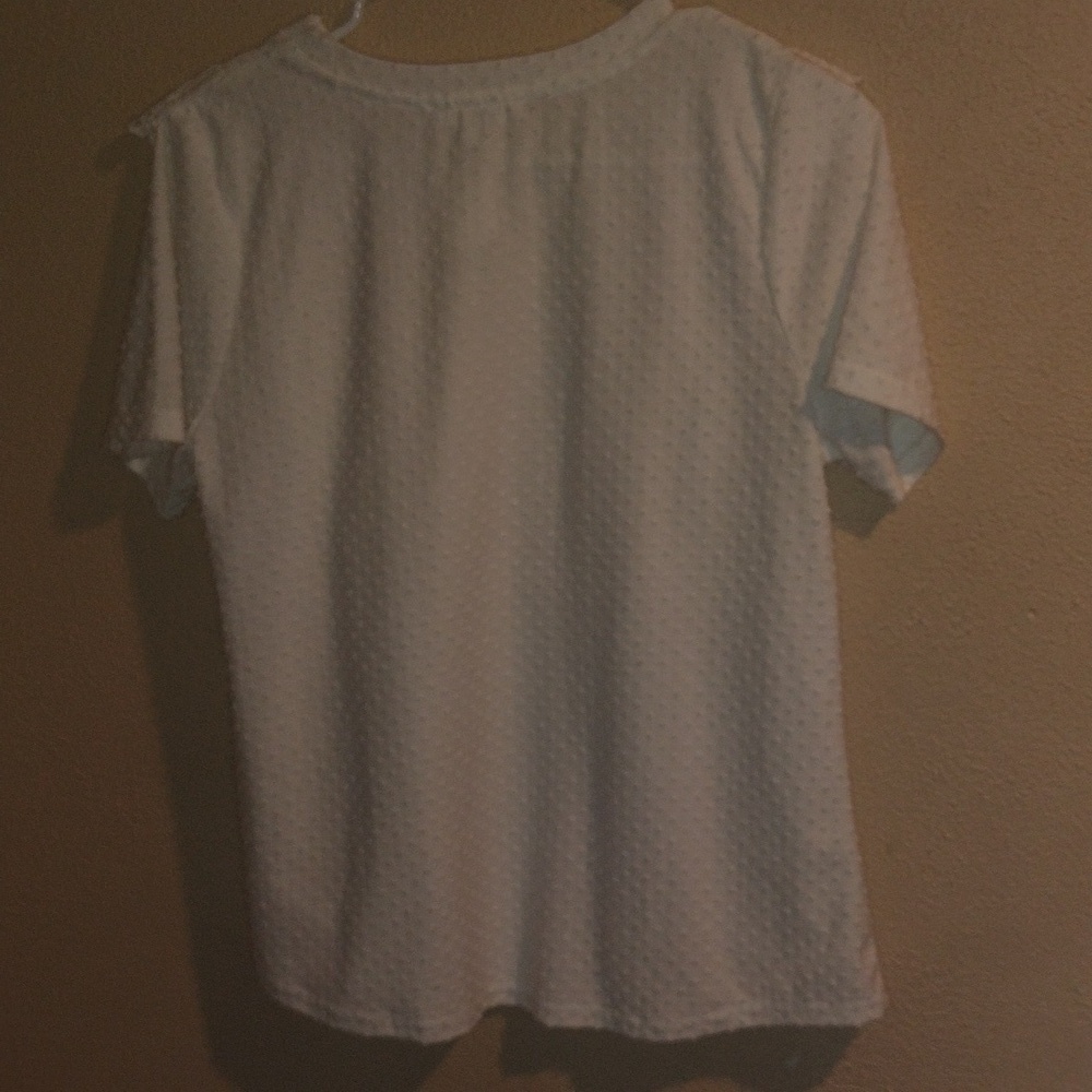 White Mine Short Sleeve Top with Swiss Dot and Eyelet Lace Detail L - Picture 6 of 6